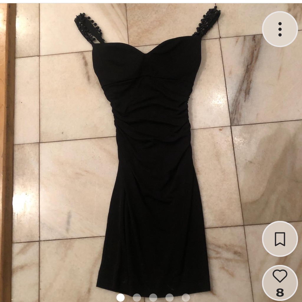 Black Bagley Mischa Vintage Dress With Beads At Top Of Straps Size 4